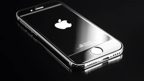 Luminous iPhone Glowing Against Darkness with Ethereal Apple Logo.
