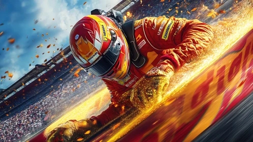 Flame-trailing speed racer skims the track like molten thunder.