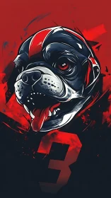 Bulldog head illustration dominates red and black graphic poster