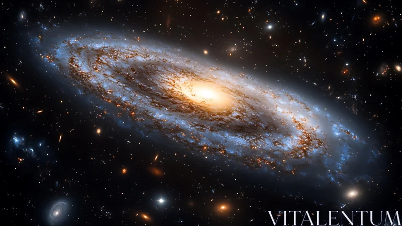 Edge-on spiral galaxy with luminous bulge and star-forming arms.