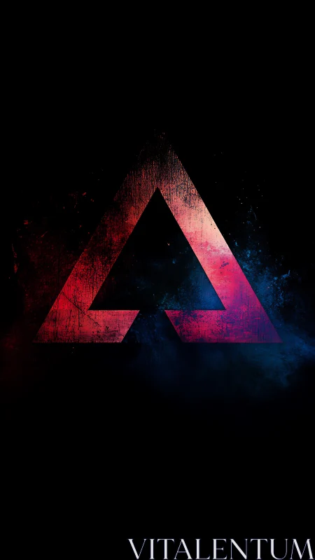 Geometric triangular symbol rendered with textured red gradient