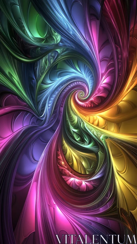 Chromatic fractal vortex in luminous swirling ribbons.