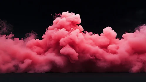Vibrant pink smoke cloud rolling across dark void.