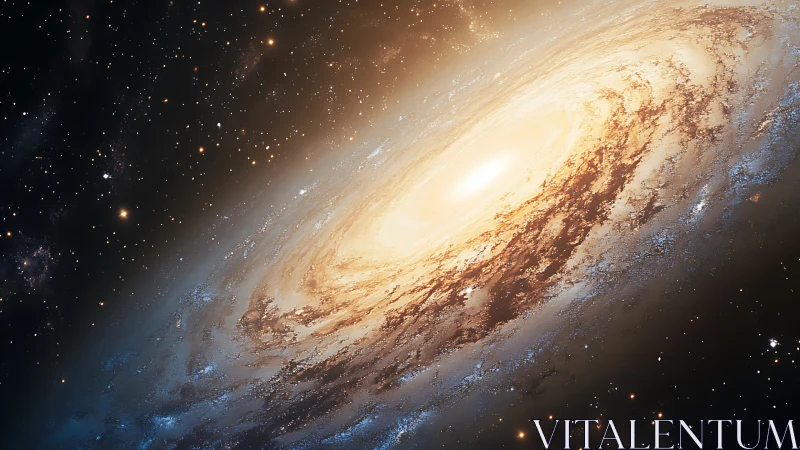 Spiral Starstorm Galaxy Swirling in Golden Quiet.