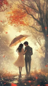 Two Souls Dancing in Autumn's Golden Downpour.