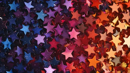 Colorful metallic star confetti forms dense cosmic gradient