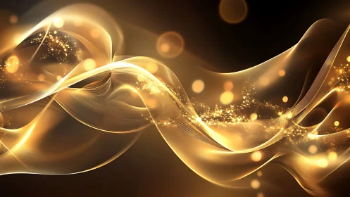 Golden light waves drifting through a dreamy night sky.