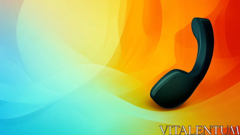 Retro phone receiver over abstract gradient waves.