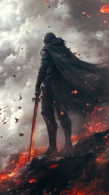 Volcanic warblade sentinel in ember-saturated updraft field.