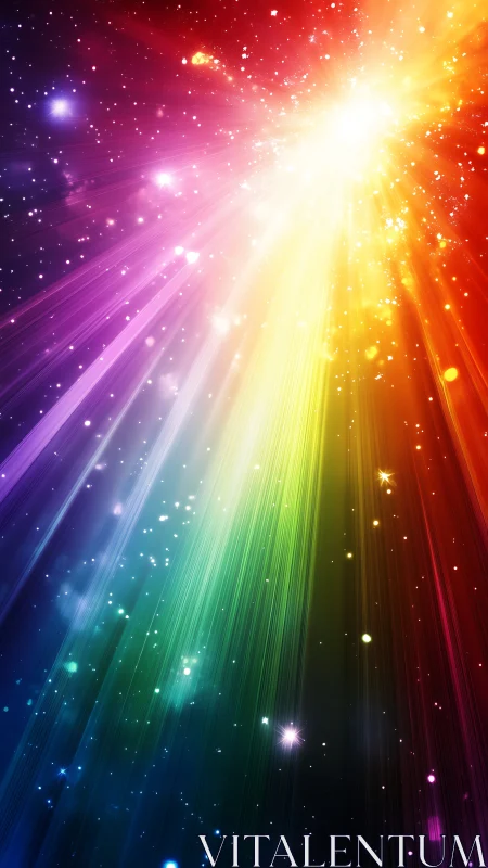 Stellar Prism Burst pouring rainbow starlight across void.