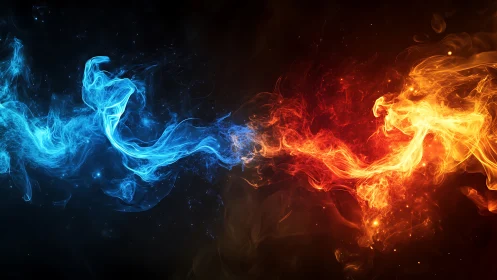 Blue and Orange Plasma Collision: Contrasting Thermal Vortices in Dimensional Space.