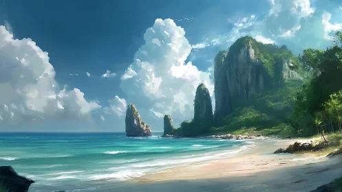 Towering Cliffs Embrace Turquoise Paradise Below