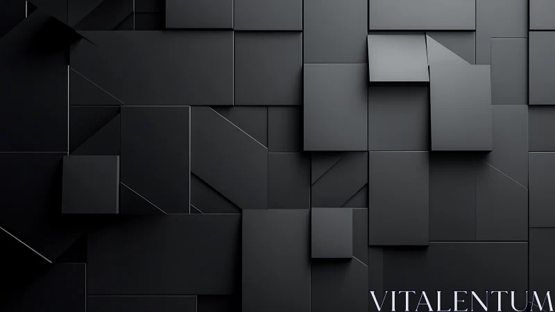 Quiet black geometric panels create a calm modern rhythm