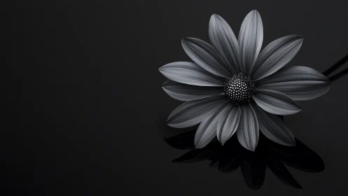 Black and White Daisy Against Dark Background