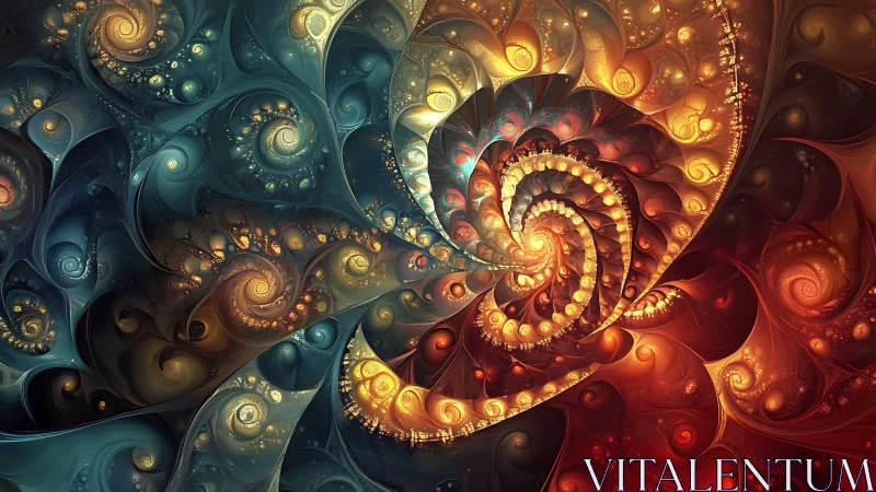 Radiant spiral of glowing fractal swirls invites quiet wonder
