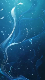 Hydrodynamic light filaments in deep cyan particulate field.