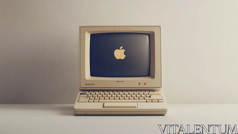 Retro beige desktop computer rendered in soft photoreal light
