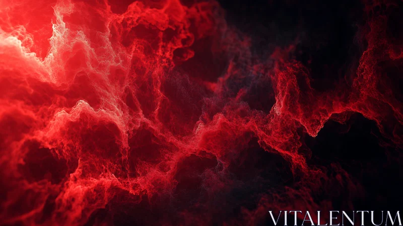 Red fractal nebula cloud structure on dark background.