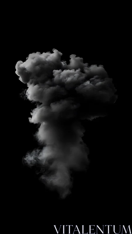 Dark smoke plume rises dramatically against void black