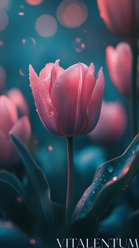 Macro tulip morphology with cinematic bokeh illumination.