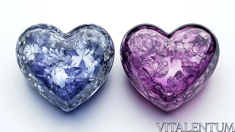 Crystalline Heart Diptych in Amethyst and Azure.