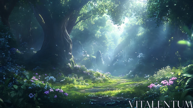 Enchanted Forest Glade with Luminous Canopy.