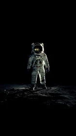 Solitary moonwalker under stark directional spotlight.