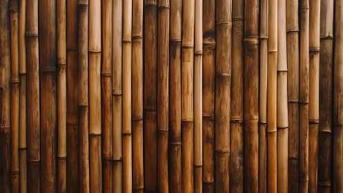 Vertical bamboo stalk arrangement forming uniform panel.