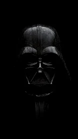 High-contrast portrait of glossy black sci-fi respirator helmet