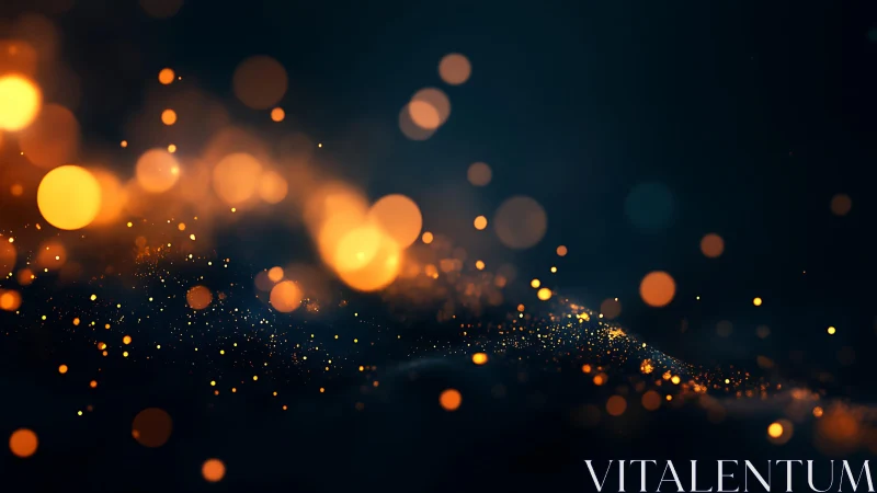 Abstract glowing orange bokeh lights on dark background digital art.