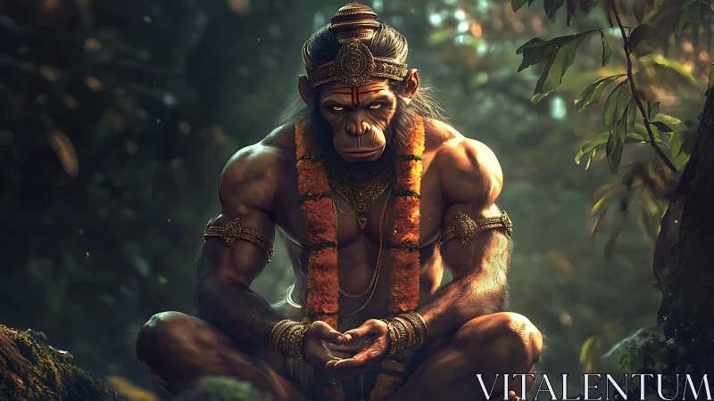 Forest warrior-monk bends sunlight around quiet devotion