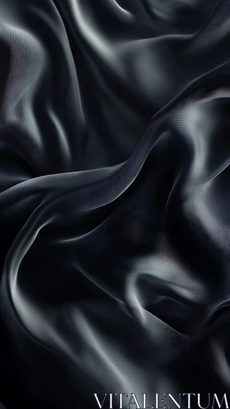 Black satin folds catch soft directional studio highlights.