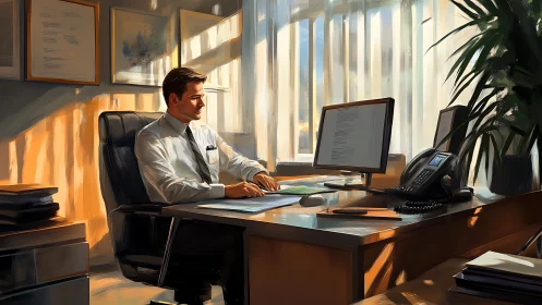 Morning Light Meets Focused Purpose at the Desk.