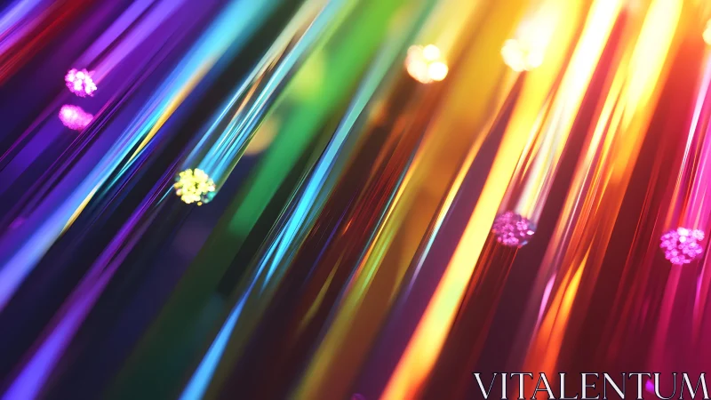 Vibrant fiber optic cables in rainbow colors, abstract digital art.