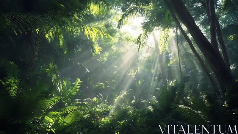 Sun-speared jungle sanctuary where emerald shadows breathe.