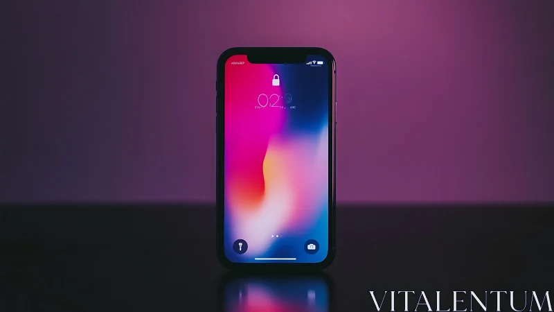 Smartphone Display Lock Screen with Gradient Wallpaper