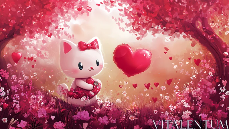 Dimensional felidae character within iridescent floral gradient environment.