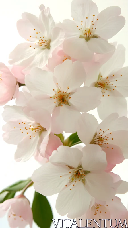 Delicate Cherry Blossoms with Golden Stamens.