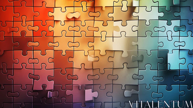 Colorful Gradient Jigsaw Puzzle Pieces in Abstract Art Style.