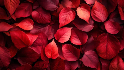 Crimson leaf chorus shimmering in layered autumn hush.