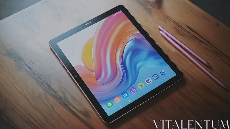 Modern Tablet Art: Colorful Waves of Creative Potential