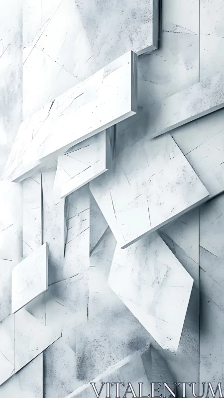 Layered white geometric panels create a cool abstract depth