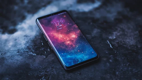 Smartphone Display Time in Digital Galaxy Nebula.
