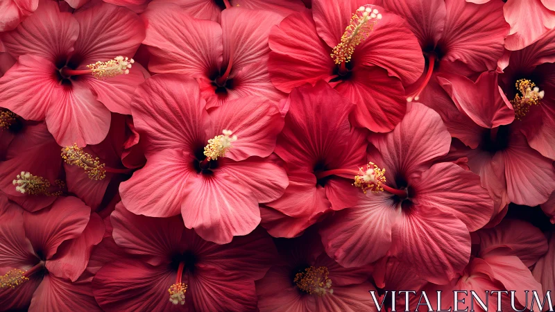 Hibiscus Cluster in Deep Rose and Crimson Tones.
