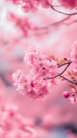 Cherry Blossom Branch in Soft Focus Spring Light