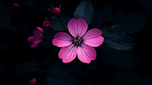 Neon Petals Dance Against Obsidian Night