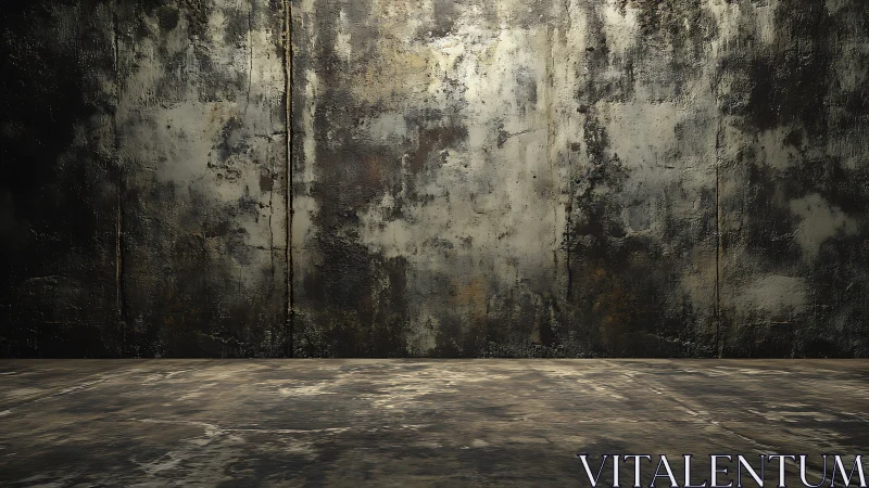 Worn concrete wall and floor in empty industrial interior.