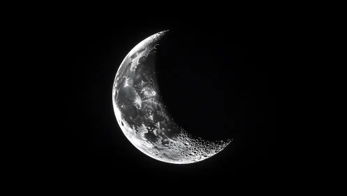 Half-lit moon carves a silver smile through the quiet void