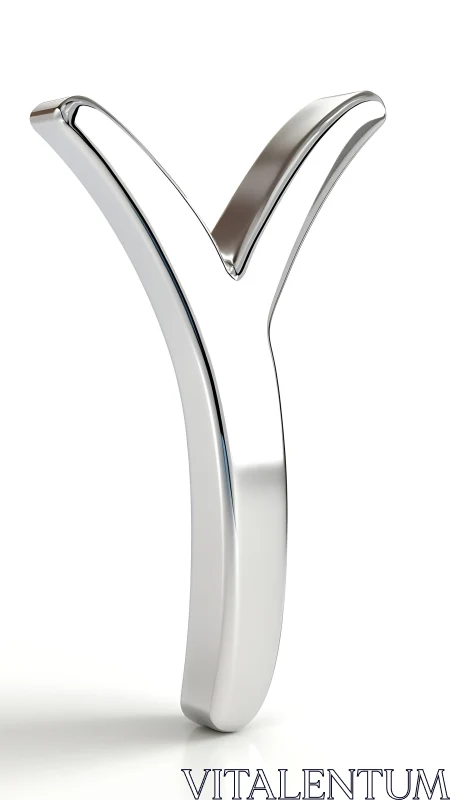 Chrome uppercase letter Y rendered in polished 3D