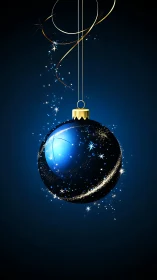 Midnight blue ornament with sparkling star trail glow.